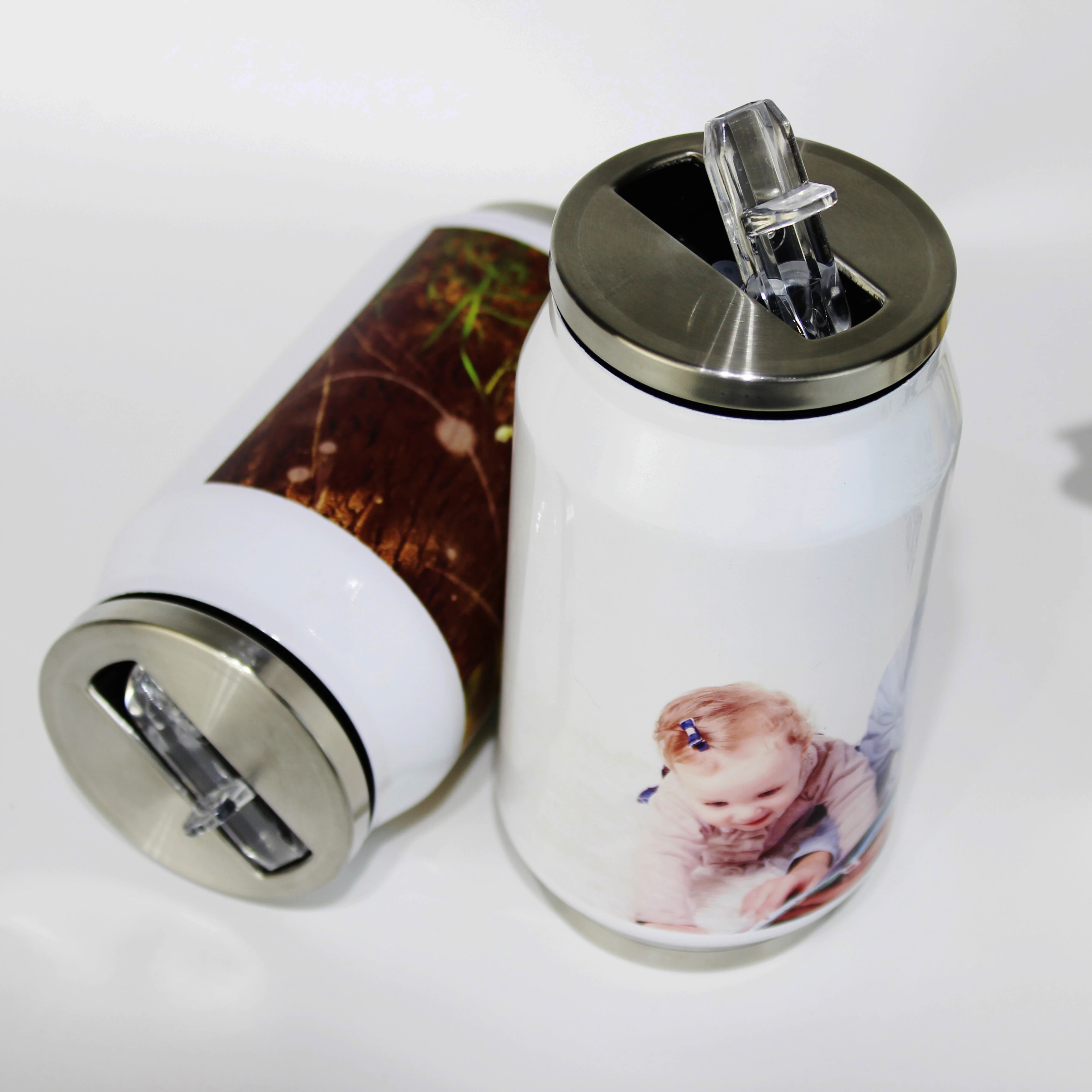

Customized Stainless Steel Flask Water Bottles Double Wall Cola Can Shape Travel Water Bottle with Straw Lid for Cold Drinks