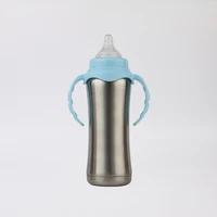 

BPA Free 8oz double wall insulated thermos stainless steel baby feeding drink milk bottle with silicone nipple
