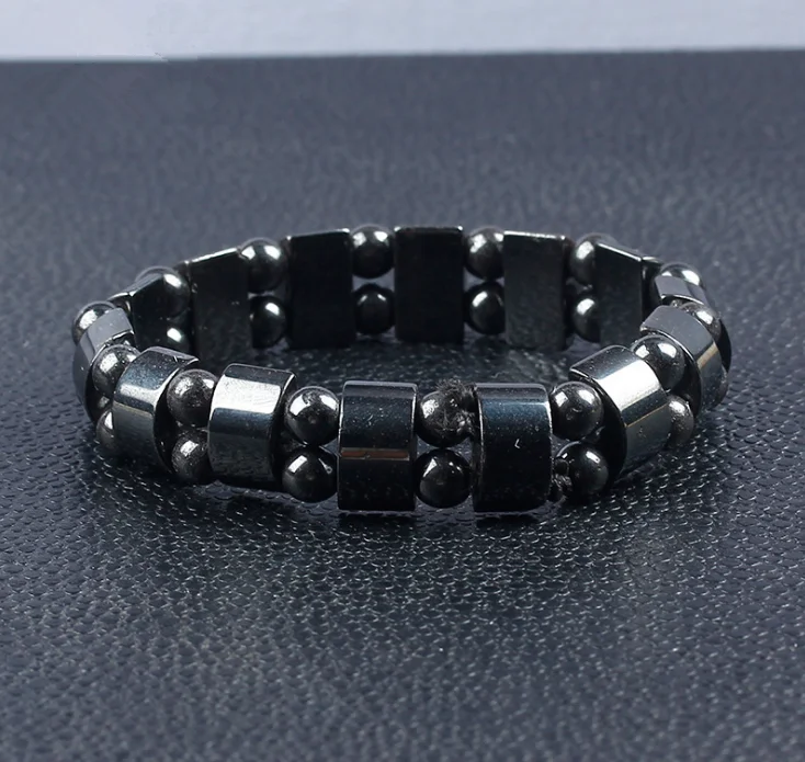 

High quality health jewelry black magnetic hematite stone therapy beads bracelet for men women, As pic