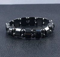 

High quality health jewelry black magnetic hematite stone therapy beads bracelet for men women