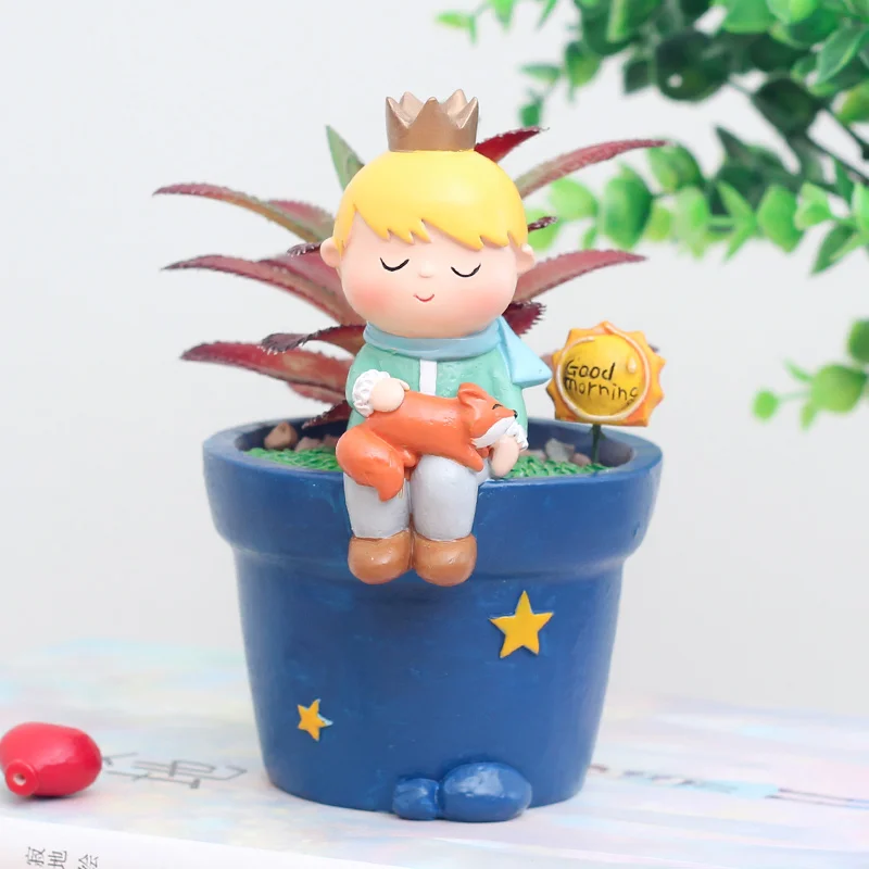 

Roogo resin little prince mini flowerpots decor, Colorful