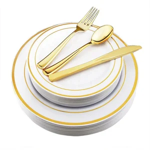 Image of Quality Superior Retro Disposable Plastic Dinnerware Sets
