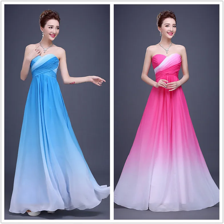 

2016 Latest Elegant High Quality Chiffon Strapless Evening Party Dress