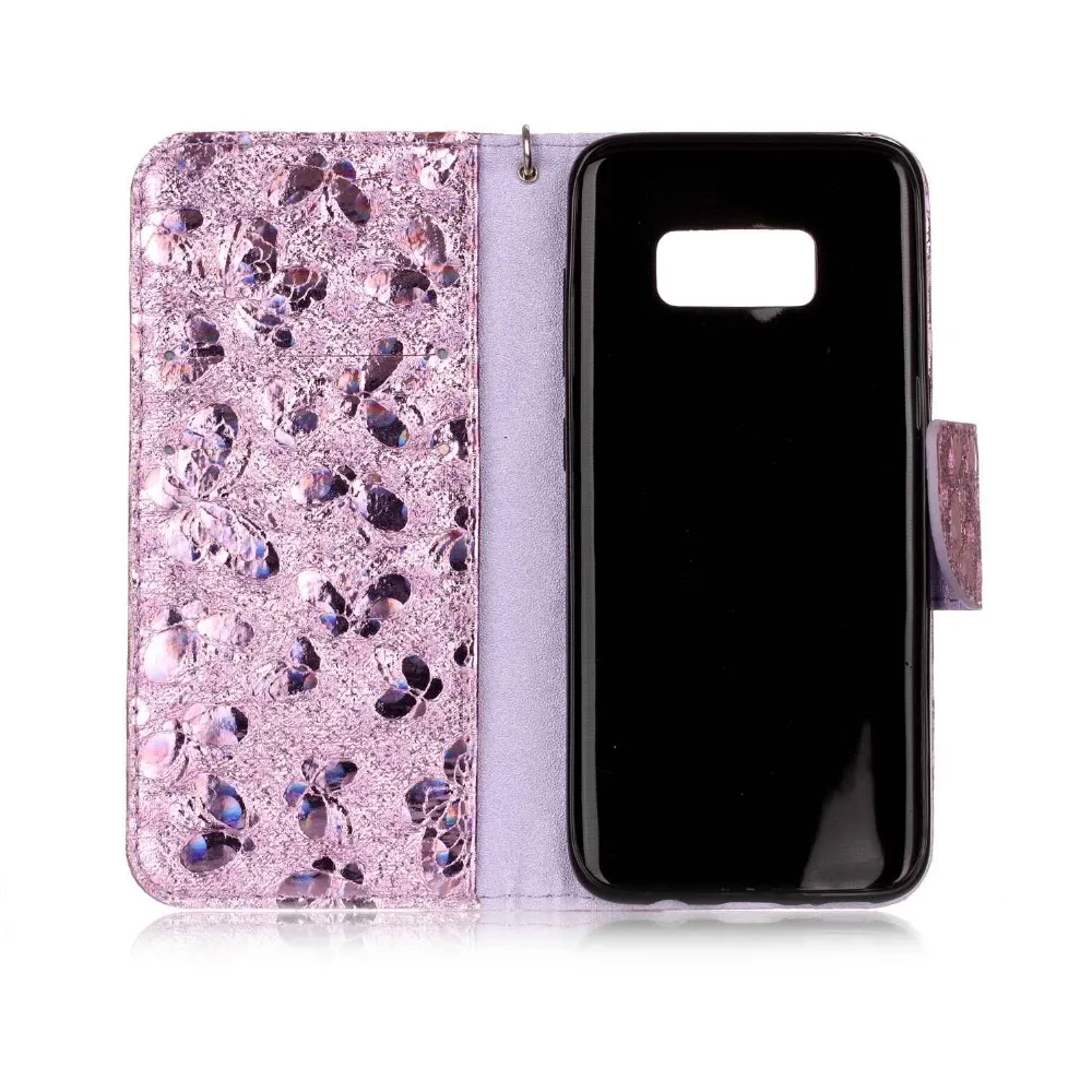 Book Wallet Laser butterfly leather phone case for Samsung Galaxy S8 / S8 plus
