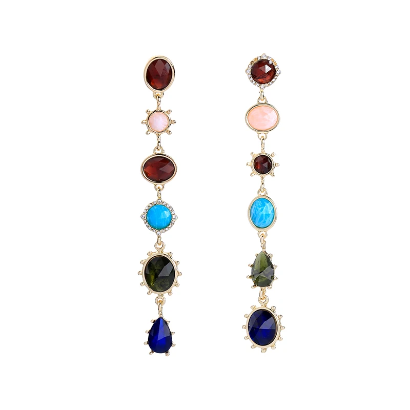 

ed01116c Victorian Costume Gem Stone Earrings Gold Dinner Dresses For Ladies