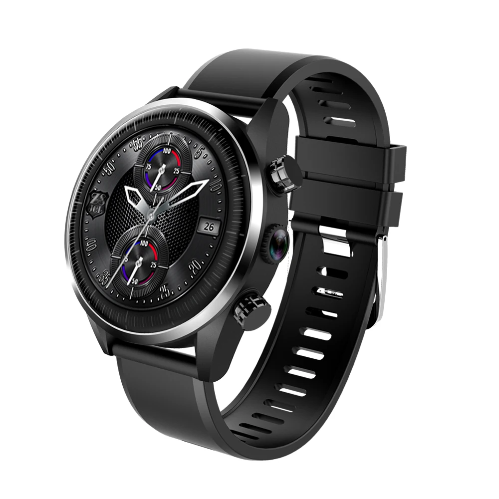 

2019 Wifi GPS Pedometer Heart Rate Monitor 4G Camera Android Relojes Inteligentes Bluetooth Smart Watches Men Wrist KC05, Black