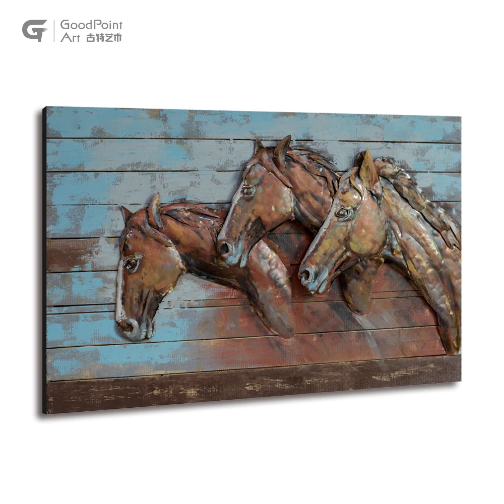 Stylish New Three Running Horses Metal Decor Solid Galvanized Modern