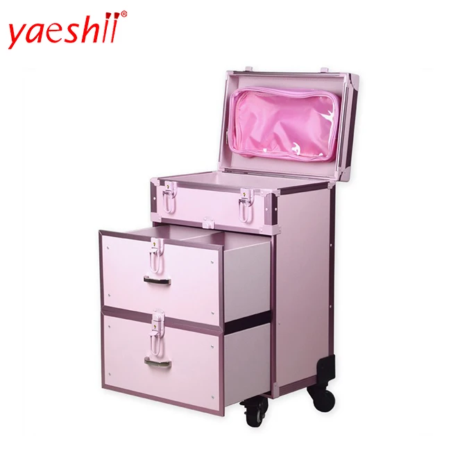 

Fashion Aluminum Alloy Shell Professional Makeup Trolley Case, Black or oem