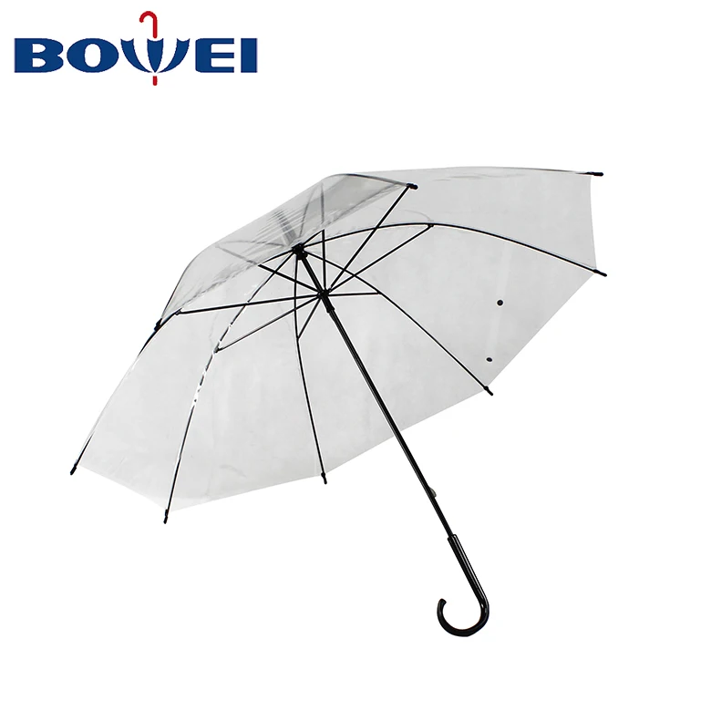 Plastic POE Manual umbrella custom logo clear umbrellas
