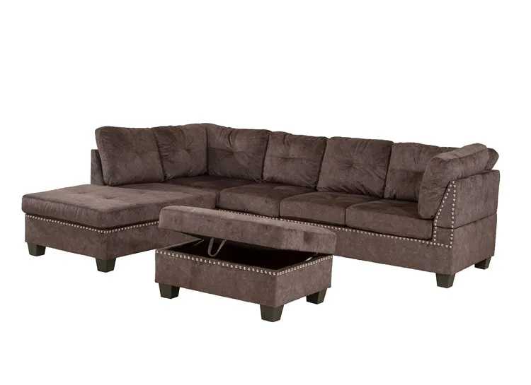 Best selling living room furniture chaise lounge brown grey sectional sofa