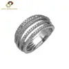 Fashion Overlapping Line Laying Zircon 925 Pure Silver Ring For Wedding