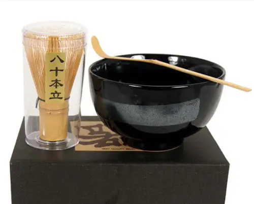 

Japanese Tea Ceremony Matcha Bowl Scoop Whisk Gift Box Set Made in Japan, White
