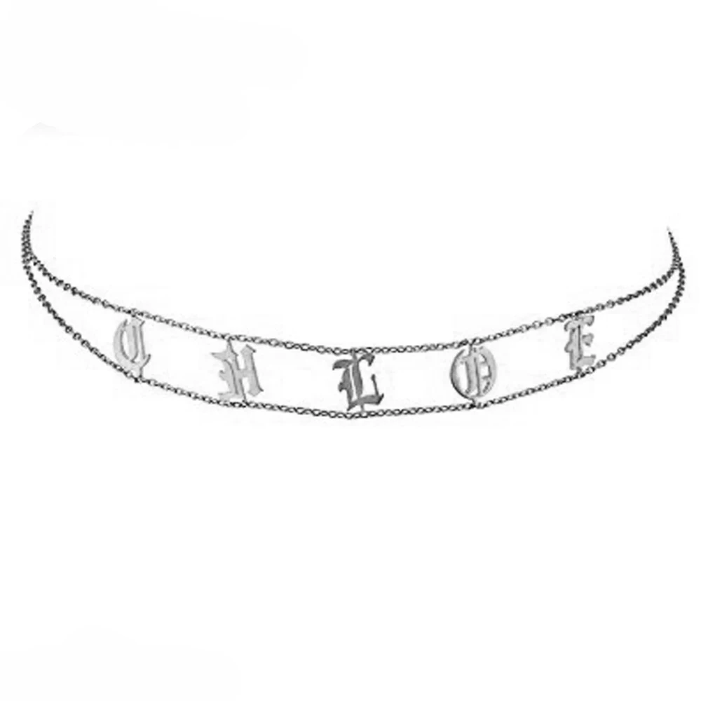 Olivia Old English Choker Personalized Name Plate Necklace Gothic Olivia Old English Choker Personalized Name Plate Necklace Gothic Dainty Chic Jewelry Fascinating Customizable