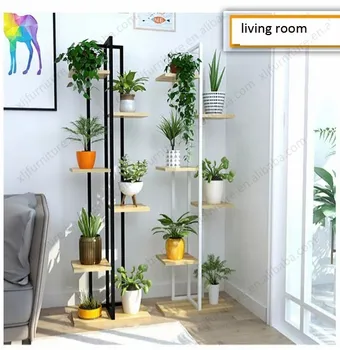 Logam Bingkai Tanaman Berdiri Balkon Ruang Bambu  Pot  Bunga  