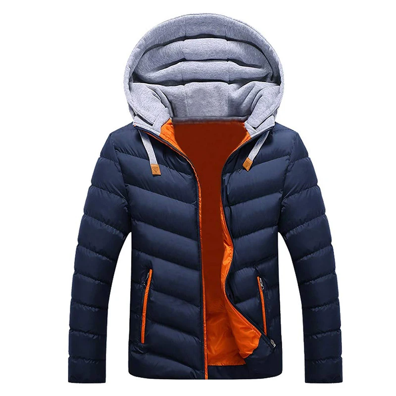 

2019 Newest Custom Logo Men Jacket Coat With Hat Winter Candy Color Warm Thick Parka Fashion Cotton Casual Outwear Down Jacket, As your requirement