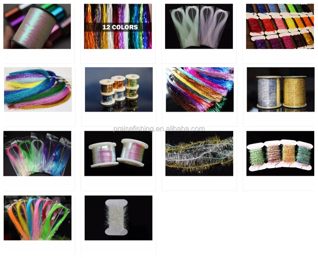 Wholesale Uv Pearl Flashabou Tinsel Fly Tying String Jig Hook,Lure