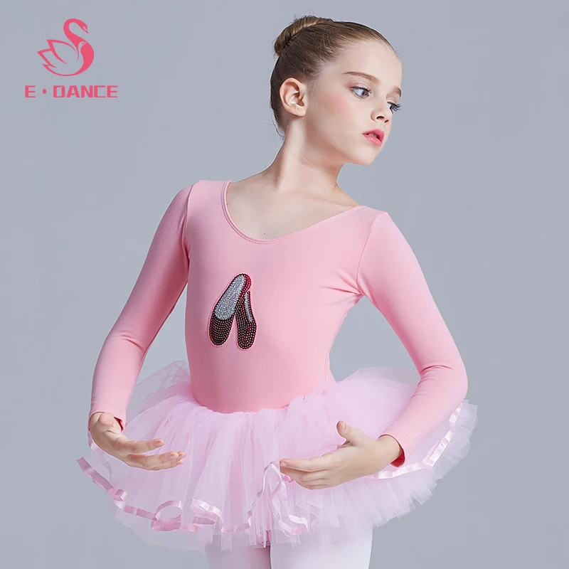 

Long Sleeve Ballet Leotard with Skirt Girls Ballet Dress Gymnastic Leotard Ballet TUTU Skirt for Children Girls, Pink/black/purple/customer request