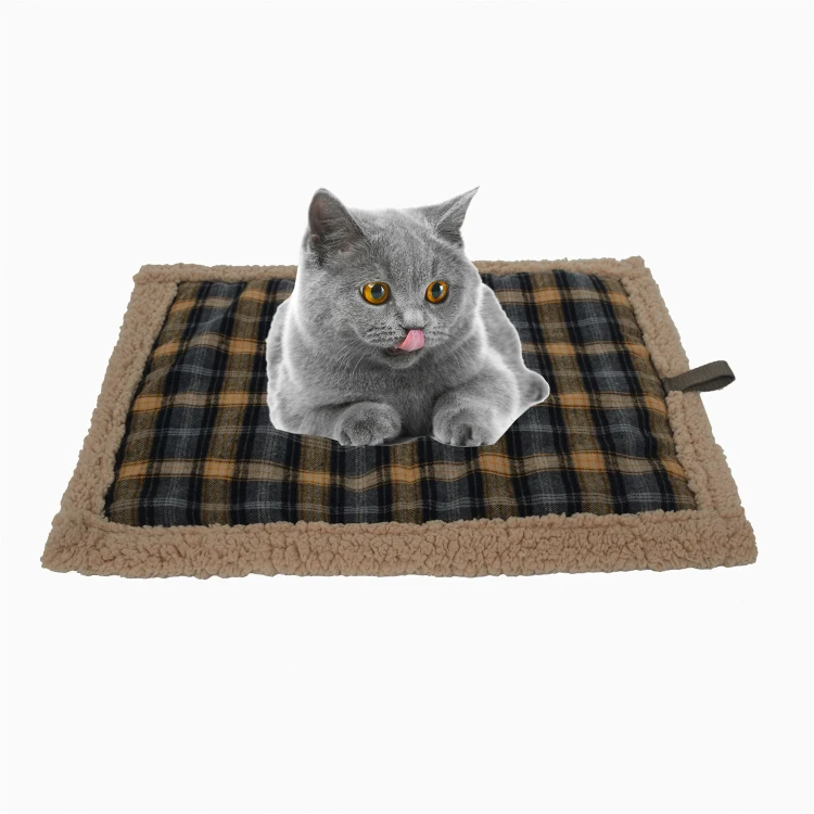 

Chew Resistant Home Ultra Soft Comfortable Fleece Thermal Self Heating Pet Cat Bed Pad Mat for Dog Sleeping, Brown