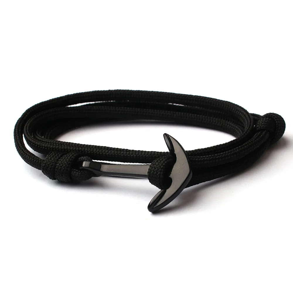 

Elegant Navy Style Black Metal Anchor Bracelet Braid Nylon Rope Bracelet, Multicolor