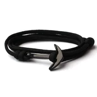 

Elegant Navy Style Black Metal Anchor Bracelet Braid Nylon Rope Bracelet