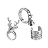 Fashion Christmas Ring Three-Piece Creative Christmas Deer Head Bell Snowflake Jewelry Women Wholesale
