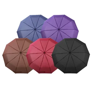 Top quality 23 inch 10 ribs windproof auto open and close 3 folded travel umbrella