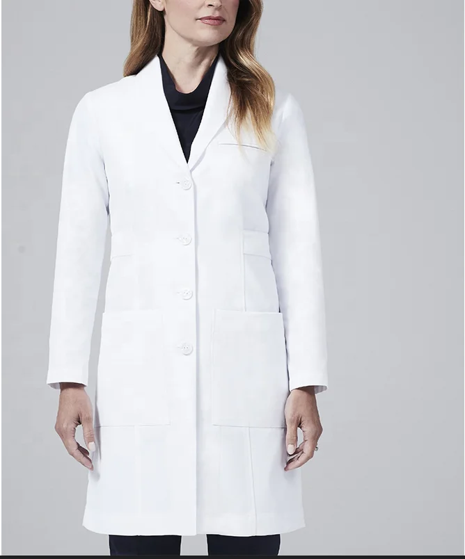 

long sleeve classical medical white lab coat doctor women designs with CE and RoHS certificate, 16 colors stock