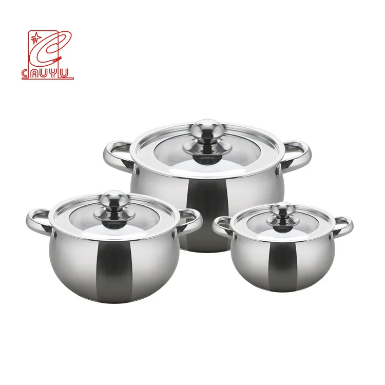 German SS belly body shape cooking pot set stainless steel cookware set