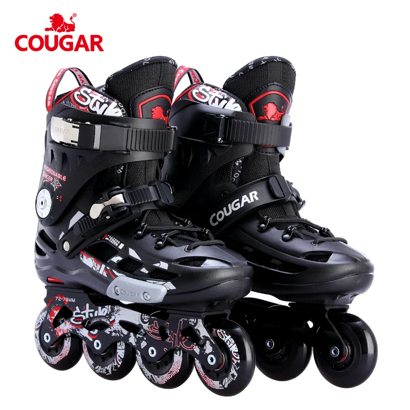 

new fashion urban hot sale adults slalom COUGAR inline skates wholesales, Black red/black blue