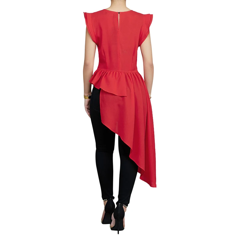 Oem Servicio Mujer Ruffle High Low Asimetrico Manga Corta Diseno De Moda Blusa Buy Blusa De Diseno A La Moda Blusa Con Volantes Blusa Alta Y Baja Para Mujer Product On Alibaba Com