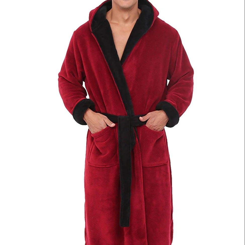 

Men's Robe with Hood - Premium Fleece Bathrobe, Big and Tall, Big and Tall Bathrobe, N/a