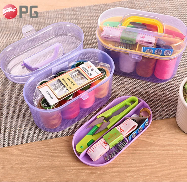 

Portable Household Travelling Mini Sewing Kit In Plastic Box, Optional