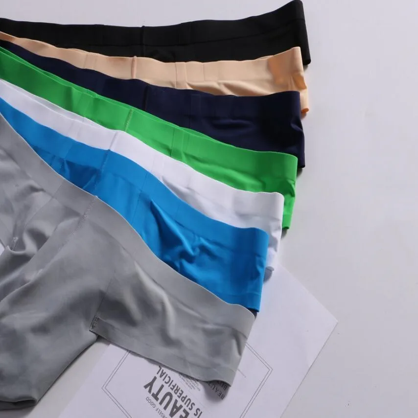 1 piece style men's sexy underwear solid color seamless breathable boxer briefs low rise cool boxers for men