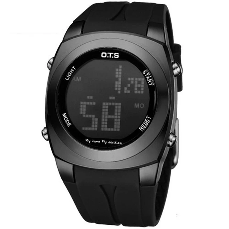 

OTS 6335 Sports Watches For Men Large Number Style Back Light Silicone Fashion Alarm Digital Watch, 2 colors