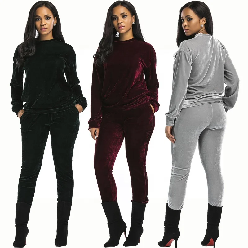 B21442A Newest fashion Europe women hoody 2 piece stylish plain women tracksuit