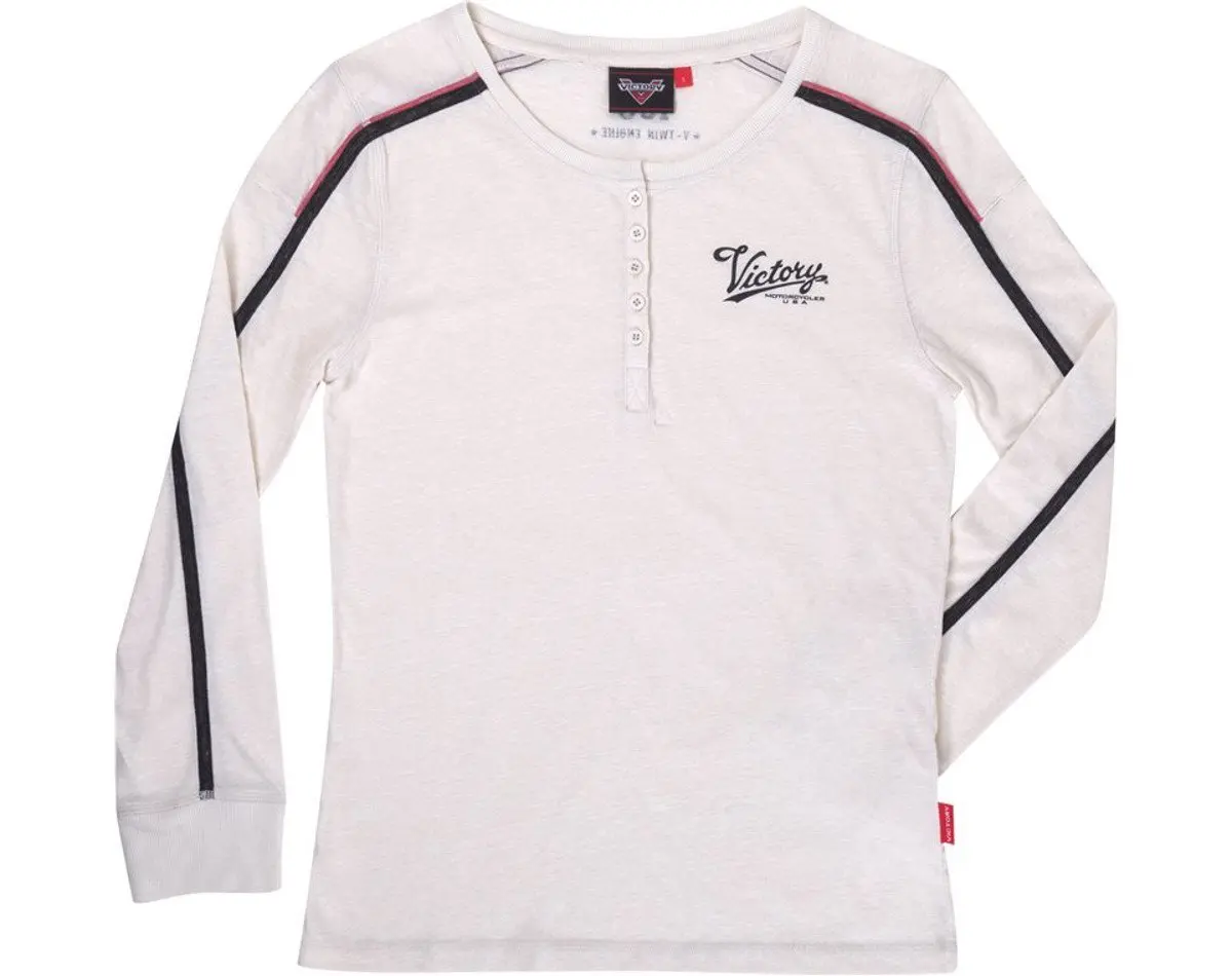Victory Motorcycles Women's Long Sleeve Henley White (Large)