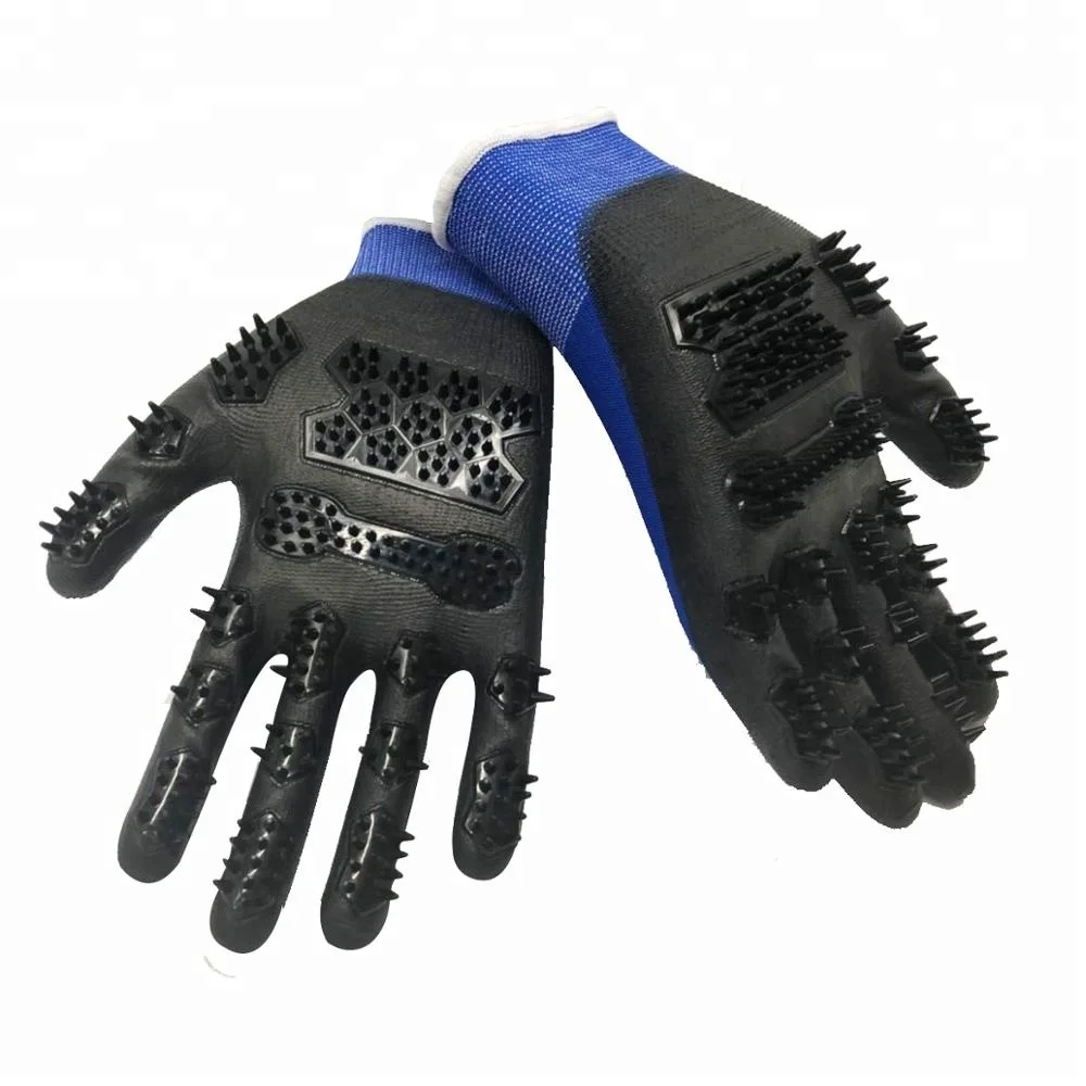 

cat /dog glove product bath/brush pet grooming gloves deshading custom dog grooming brush, Dark blue