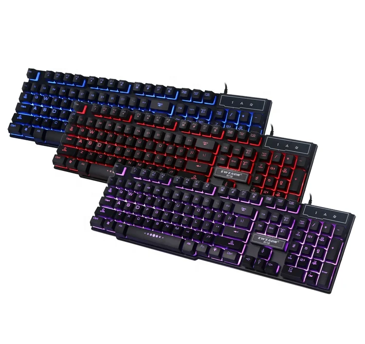 

Gaming Keyboard with 3color Backlit Semi Mechanical Wired 104Keys 19keys no Conflict KM6810b, Black/white