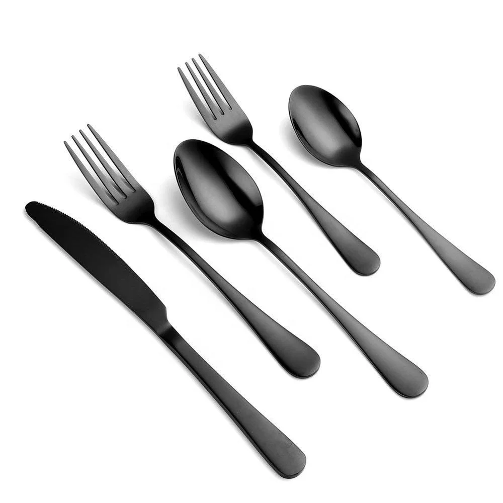 

Wholesale black cutlery set, cutlery black steel, black silverware set, Silver or gold