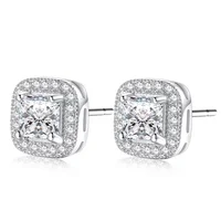 

Stud Earrings for Women White Gold Color Jewelry Blue Zircon Engagement Boucle D'oreille Wedding Brincos