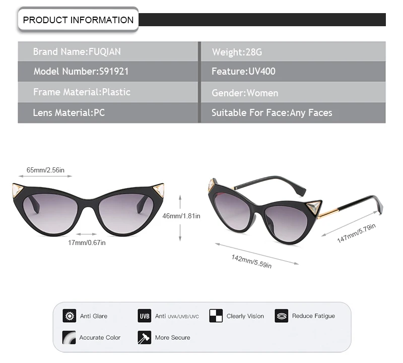 New Diamond Printing Personality Cat Eyes Sunglasses Women Sun Glasses
