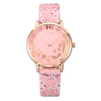 

WJ-7877 Newest Dress Ladies Watches Women Creative Fashion Charming Flower Leather Strap Women Watches