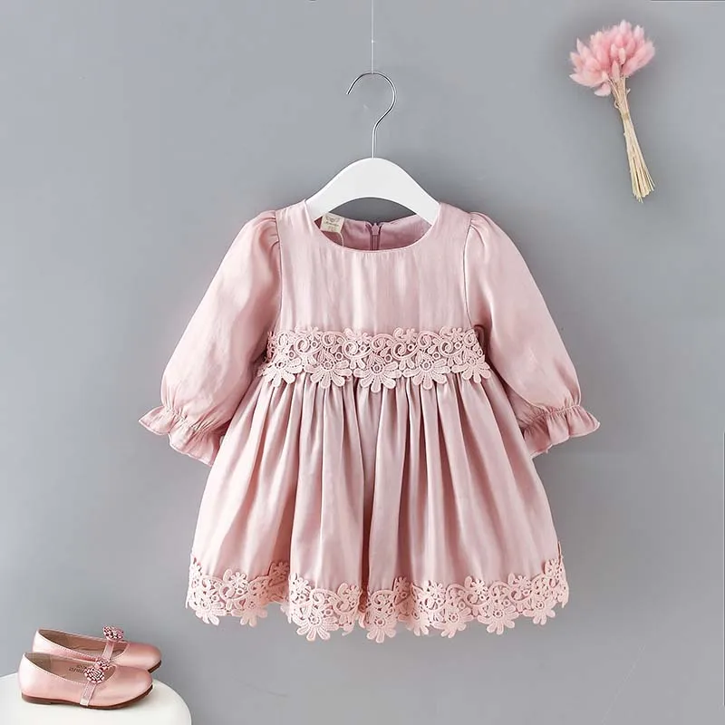 

New Model Kids Clothes long sleeve Ball Gown dress for girls, Pink