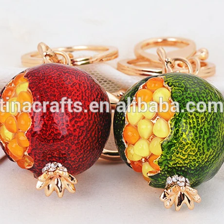

Fashion alloy metal pomegranate key chain with crystal, Customized