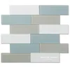 3 x 8 Inch Blue Gray And White Crystal Glass Tile for Bathroom Wall and Kitchen Back splash