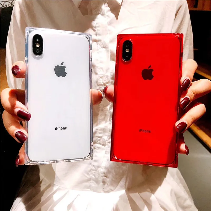 

Ultra Thin Slim Transparent Clear Soft Cover rectangle shape Fashion Case for iphone 7 plus X XR XS MAX Square Case Clear, Just as following photos