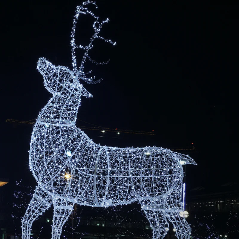 Life Size Large Outdoor Christmas Reindeer Motif Lights For Street ...