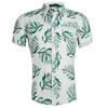 Custom Printed Causal Designed 100%Viscose Green Leaves Hawaiin Shirts For Men