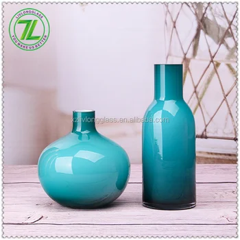 Handmade Cyan Color Glass Vase Glass Centerpiece Vase Buy