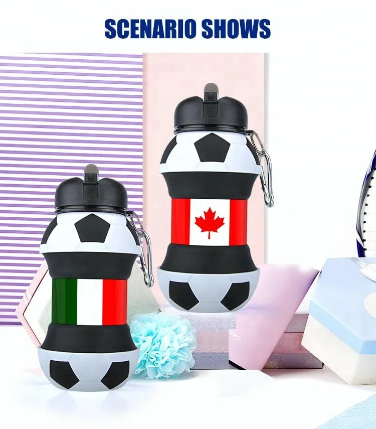 
2020 Amazon Top Silicone Football Collapsible Sport Water Bottle 